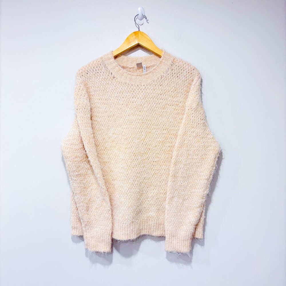 SIMONS Beige textured‎ knit sweater | Soft cozy wool blend pullover | Medium *